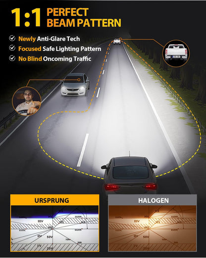 FAHREN 𝐍𝐞𝐰𝐞𝐬𝐭 H11 9005 LED Bulbs Combo, 𝟏𝟎𝟎𝟎𝟎𝟎𝐋𝐌 10X Super Brighter, 1:1 Size Easy Installation 9005 H11 Driving Light Bulbs, Plug-N-Play Canbus Ready, Pack of 4