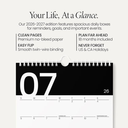 Karto Wall Calendar 2026-2027 11x17 in - Modern Black