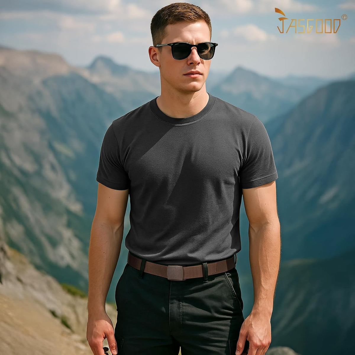 JASGOOD Nylon Canvas Breathable Military Tactical Men Waist Belt With Plastic Buckle