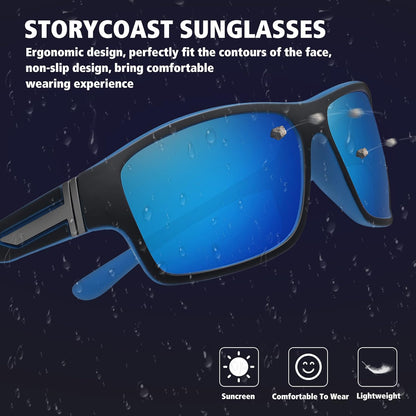 STORYCOAST Polarized Sports Sunglasses for Men Women Unbreakable Frame Cycling Fishing Driving
