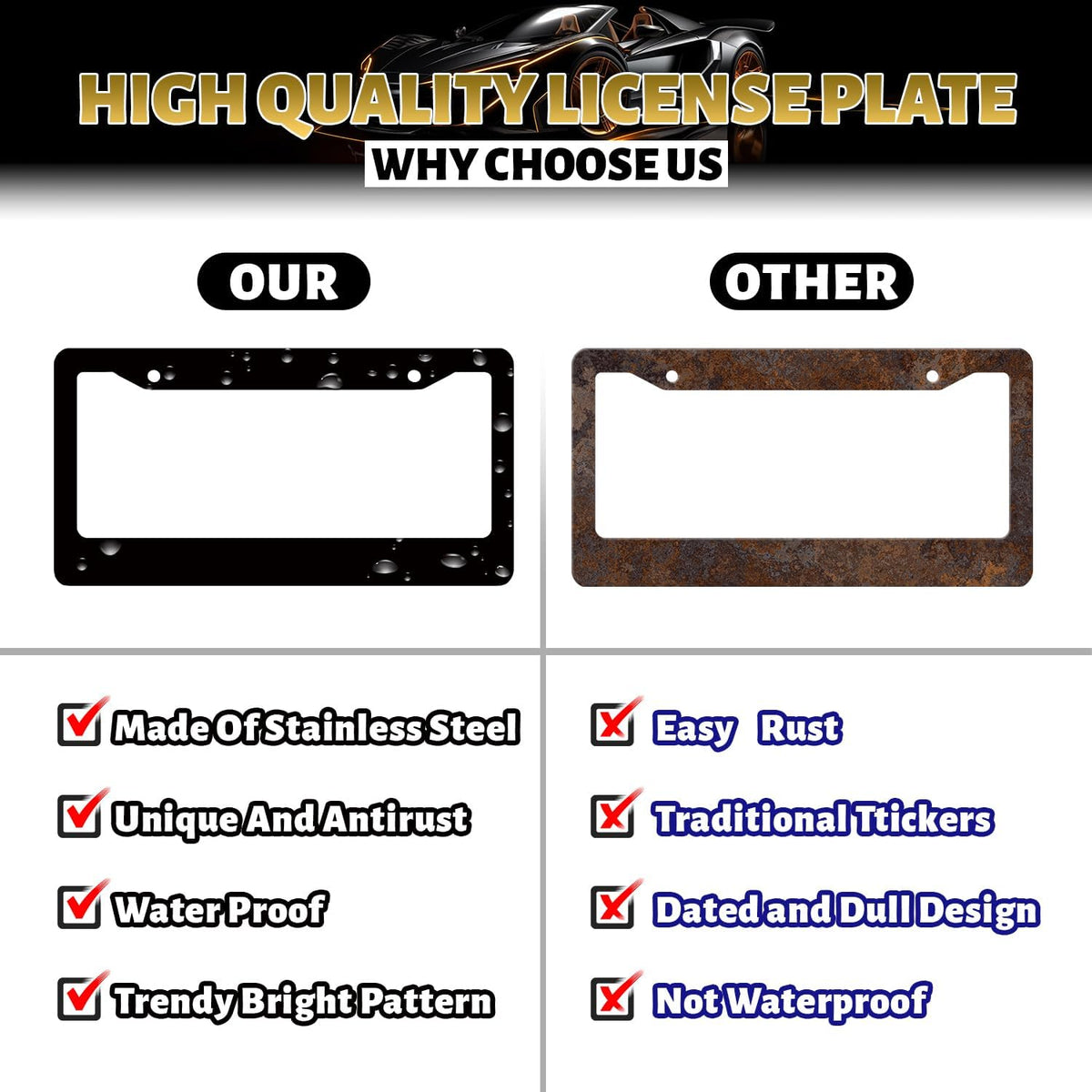 Arizona State Flag License Plate Frame Sunset Desert Cactus License Plate Holder Stainless Steel Funny Design with 2 Holes and Screws 12.3" x 6.3"