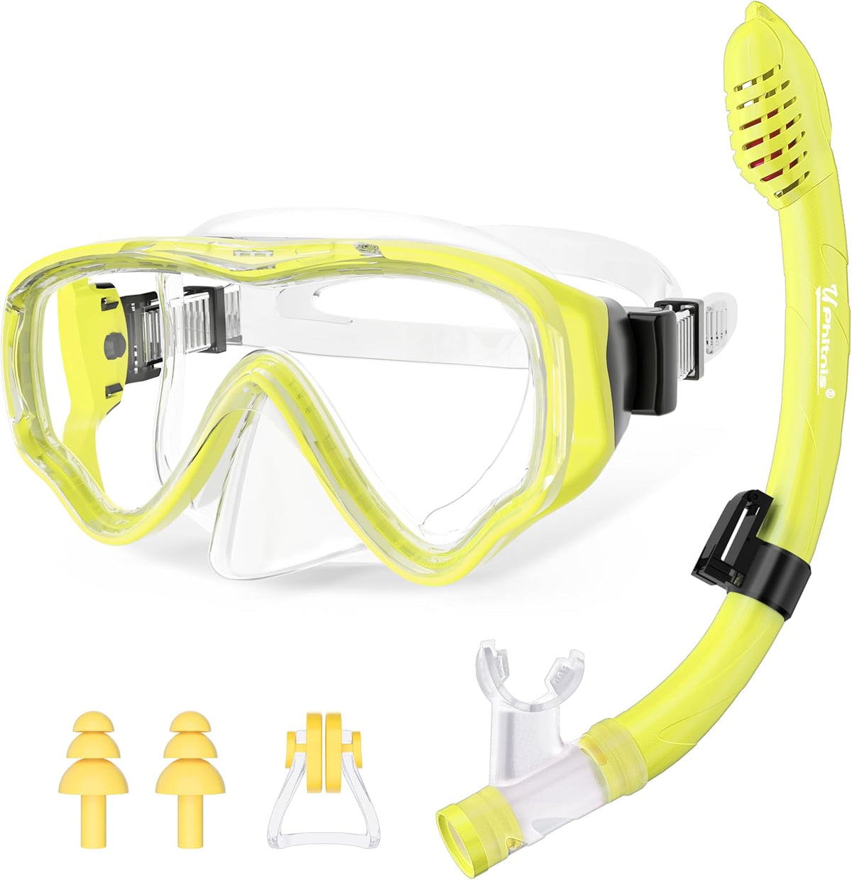 U PHITNIS Kids Snorkel Set for Age 4-14 - Dry Top Snorkeling Gear for Kids Junior & Youth - Childs Diving Mask with Big Eyes for Boys Girls - Anti-Fog Snorkeling Mask and Snorkel Set