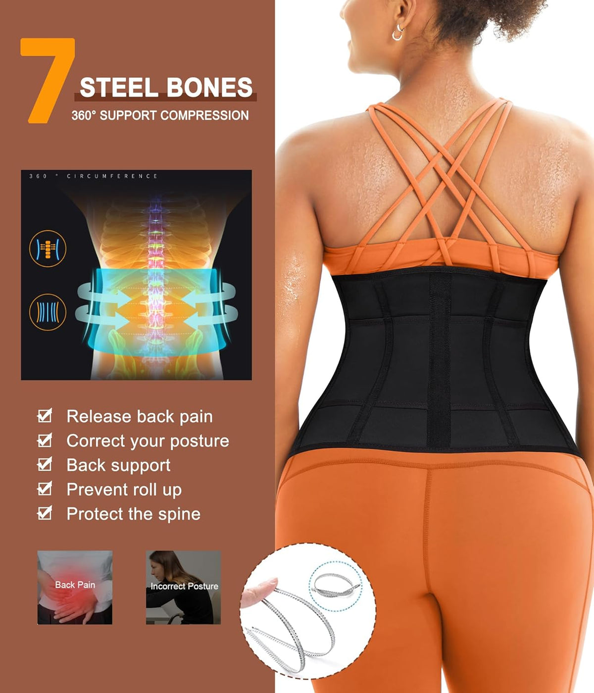 TrainingGirl Waist Trainer for Women Belly Working Out Trimmer Corset Sauna Sweat Belt Band Stomach Wrap Body Shaper Fajas