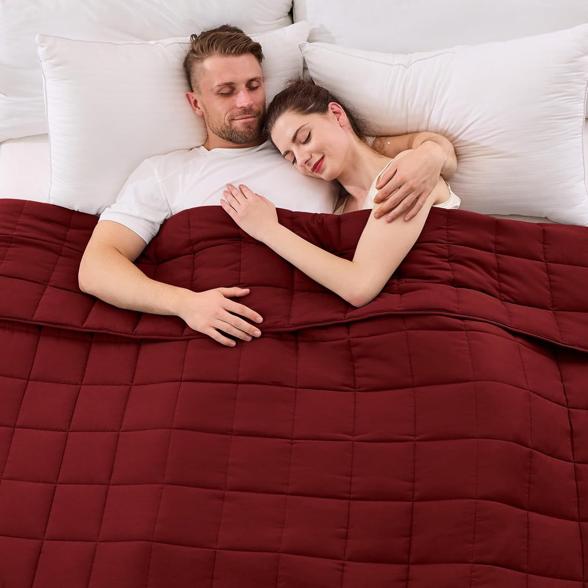 King Size Weighted Blanket for Adults (30 lbs, 80” x 87”, Red) Cooling Heavy Blanket for Sleeping Perfect for 290-310 lbs, Breathable Blanket for Adults & Couple All Season, Machine Washable