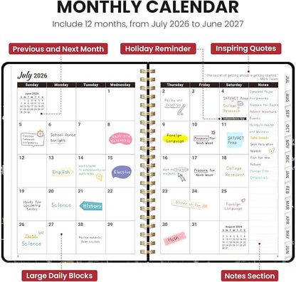 ZOTIA Planner 2026-2027, Jul 2026-Jun 2027 Weekly & Monthly Calendar