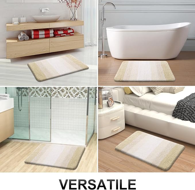 OLANLY Large Bathroom Rugs Mat 44x32, Extra Soft Absorbent Microfiber Bath Rugs, Rubber Backing, Quick Dry, Washable Bath Mats for Bathroom Floor, Tub and Shower, Home Decor Accessories, Light Beige