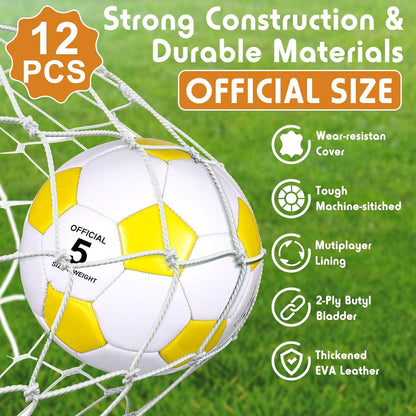 12 Pack Operation Christmas Bulk Items Soccer Ball with Pump Needles, Official Size 3/4/5 Soccer Ball Deflated Gift for Christian Charity Donation Training Practice