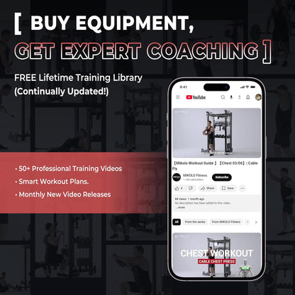 Mikolo Smith Machine, 2200lbs Squat Rack with LAT-Pull Down System & Cable Crossover Machine, Training Equipment with Leg Hold-Down Attachment