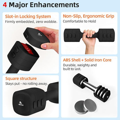 Abahub 2 in 1 Kettlebell & Dumbbell Set, Adjustable Dumbbell for Home Gym | Dumbbell with Kettlebell Converter Set of 2, Full Body Workout Kettlebell for Women