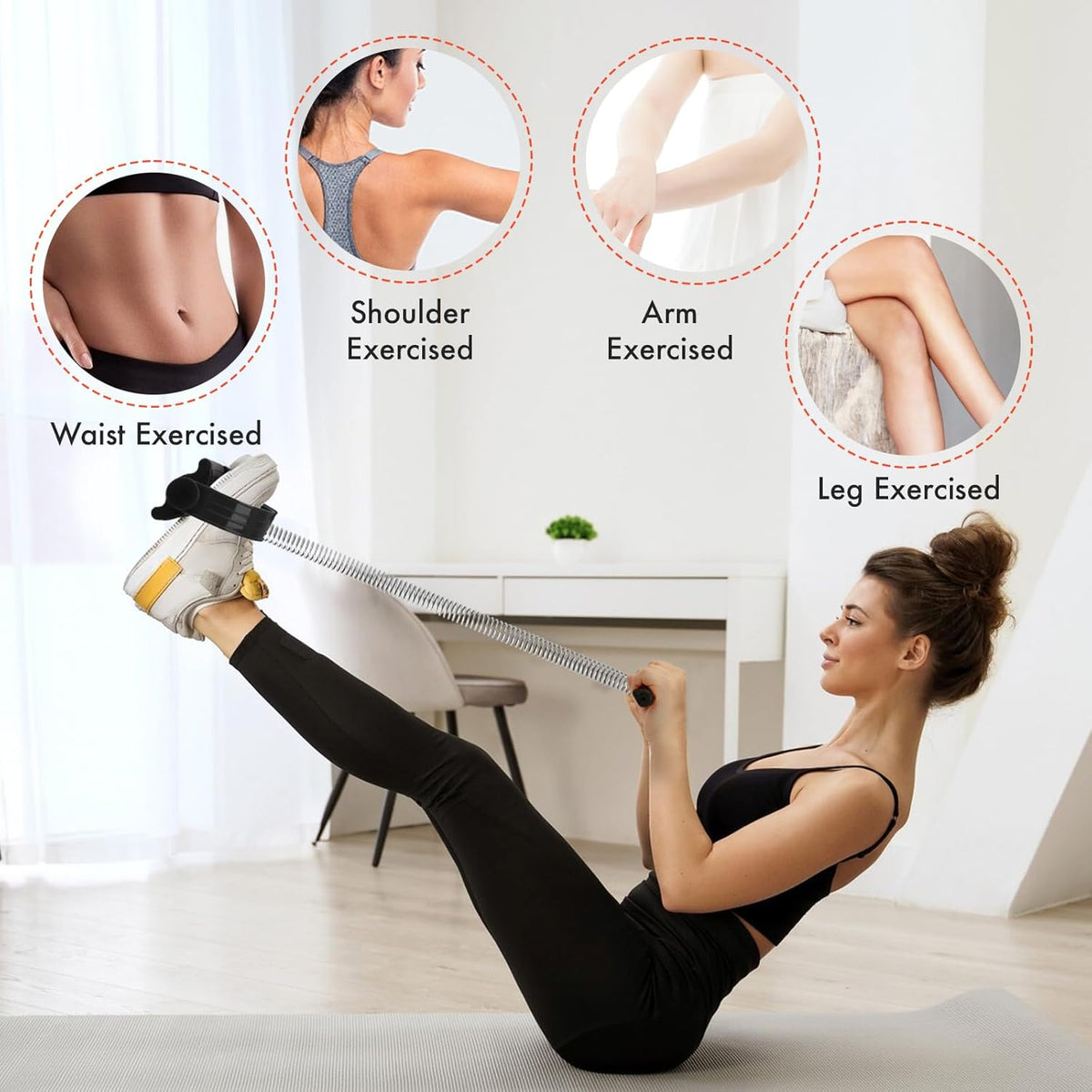 Pedal Puller Resistance Bands with Single Spring – Durable Sit Up Equipment for Home Gym, Strength Training for Abs, Legs, Chest – Portable Full-Body Workout Gear