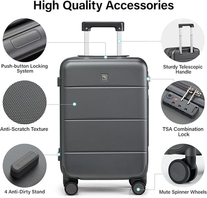 Hanke 26 Inch Luggage Large Suitcase With Spinner Wheels Tsa Luggage Suitcases Hard Case Luggage For Women & Men Rolling Checked Luggage(Graphite Grey)