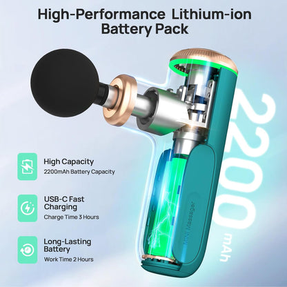 Mini Massage Gun with Heat Function, Heated Massage Head for Deep Tissue Pain Relief, Portable Muscle Massager for Athletes, Compact Percussion Gun