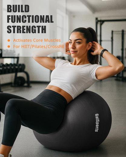 GalSports Anti-Burst Slip Resistant Stability Ball - Swiss Ball for Home Gym & Physical Therapy
