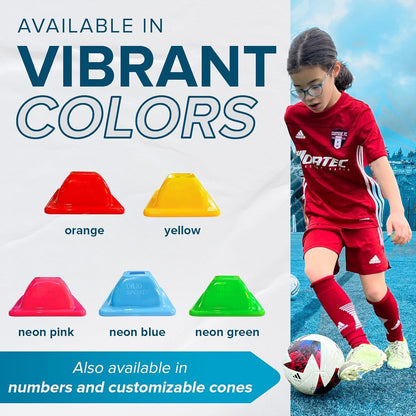 LVL10 Pro Training Cones - 2" Mini Soccer Cones for Sports Training - for Basketball, Football, Basketball and Agility Drills - Soccer Field Markers That Won't Crack, Slide or Fly
