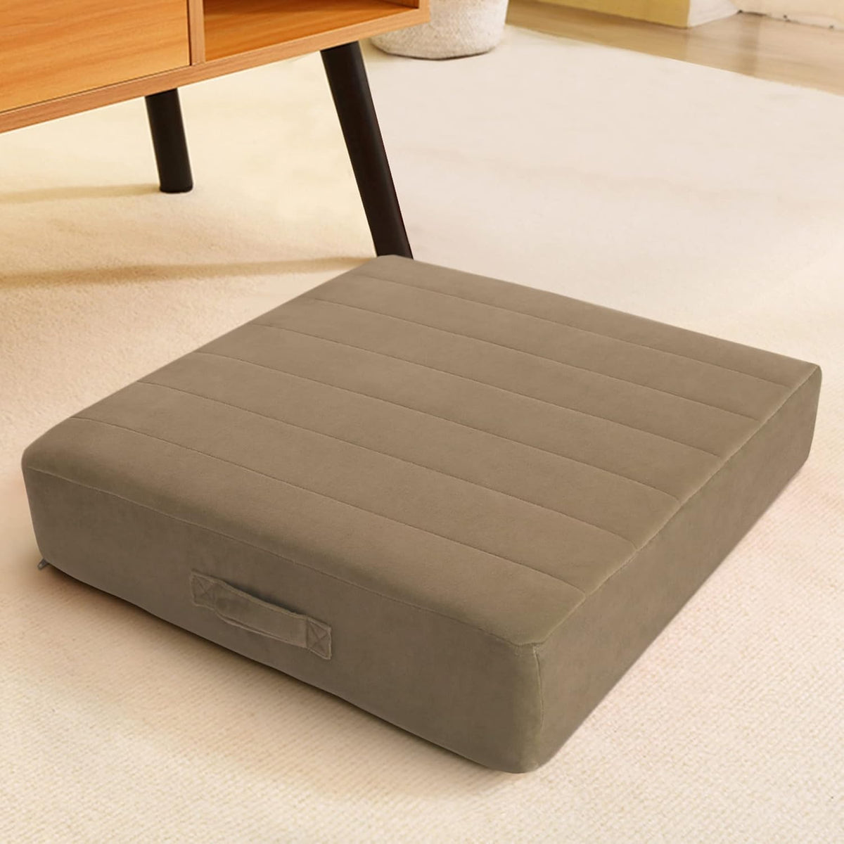 MeMoreCool Square Floor Pillow Seating for Adults Kids, Large Meditation Cushion Floor Pillow with Thick Foam & Soft Tufted Cover, Washable Big Pillow Seat Floor Cushion for Sitting Yoga 22" Coffee