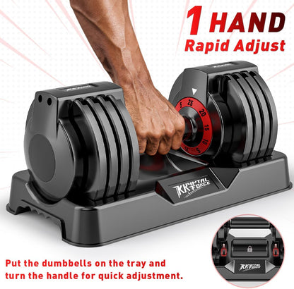 25/55lbs Adjustable Dumbbells Set, Dumbbells with Anti-Slip Metal Handle for Exercise & Fitness Fast Adjust Weight for Full Body Workout Fitness