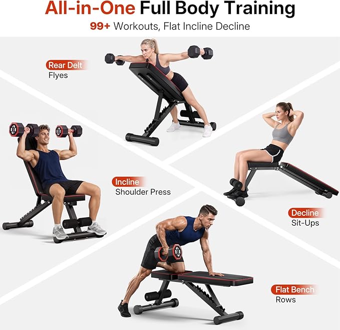 Adjustable/Foldable Weight Bench, 660LBS Home Gym Workout Bench Lifting Sit-up Exercise Bench for Bench Press