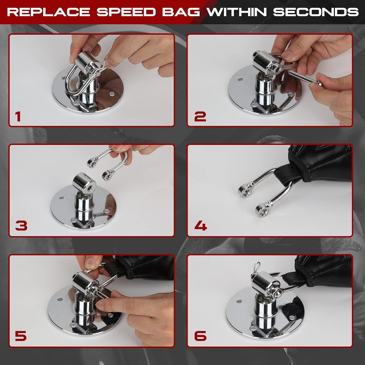 Boxerpoint Speed Bag Swivel Kit - Small Silver 360° - Mounting Hardware & Swivel Clip for Boxing Equipment
