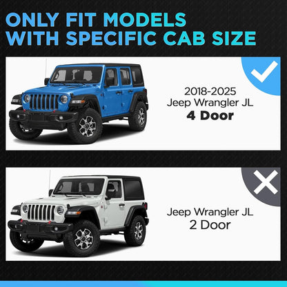 PZ 7" Running Boards Compatible with 2018-2025 Jeep Wrangler JL 4 Door, Matte Black Side Steps Nerf Bars