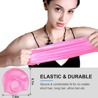 Swimming Cap, Silicone Swim Cap for Women Men, Durable Non-Slip Waterproof Swim Cap Protect Ears, Long Hair for Adults, Older Kids