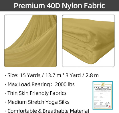 PRIOR FITNESS Aerial Silks Kit Colorful 9/15/20 Yards 40D Nylon Fabric Hammock Set With Hardware & Guide for All Levels Of Aerial Yoga Practice and Acrobatic Flying For Adults Aerial silk
