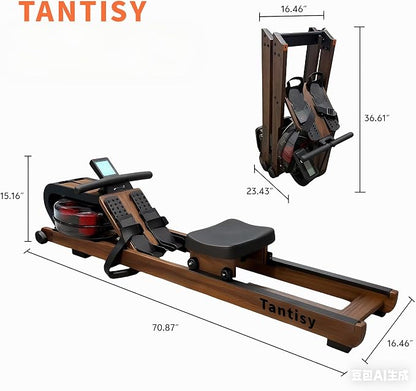 Foldable Rowing Machines for Home with Adjustable Large Water Tank & Comfortable Seat for Real Experience Immersive Water Rower, APP Link,Joint 0 Impact 330LBS Weight Capacity;