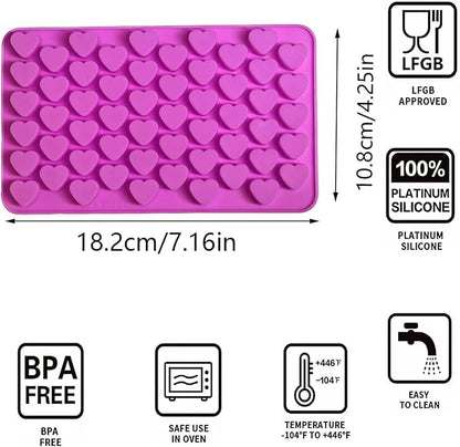 Gummy Candy Molds - 4Pcs Silicone Gummy Hearts Mold, Non-stick and Bpa Free for Mini Candy Chocolate Gummies Baking