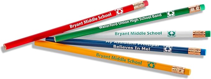 Pencil Guy Promotional Personalized Imprinted Pencils, White, 500/Box