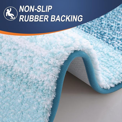 OLANLY Bathroom Runner Rugs Mat 47x20, Extra Soft Absorbent Microfiber Bath Rugs, Rubber Backing, Quick Dry, Washable Long Bath Mats for Bathroom, Tub and Shower, Home Decor Accessories, Peacock Blue