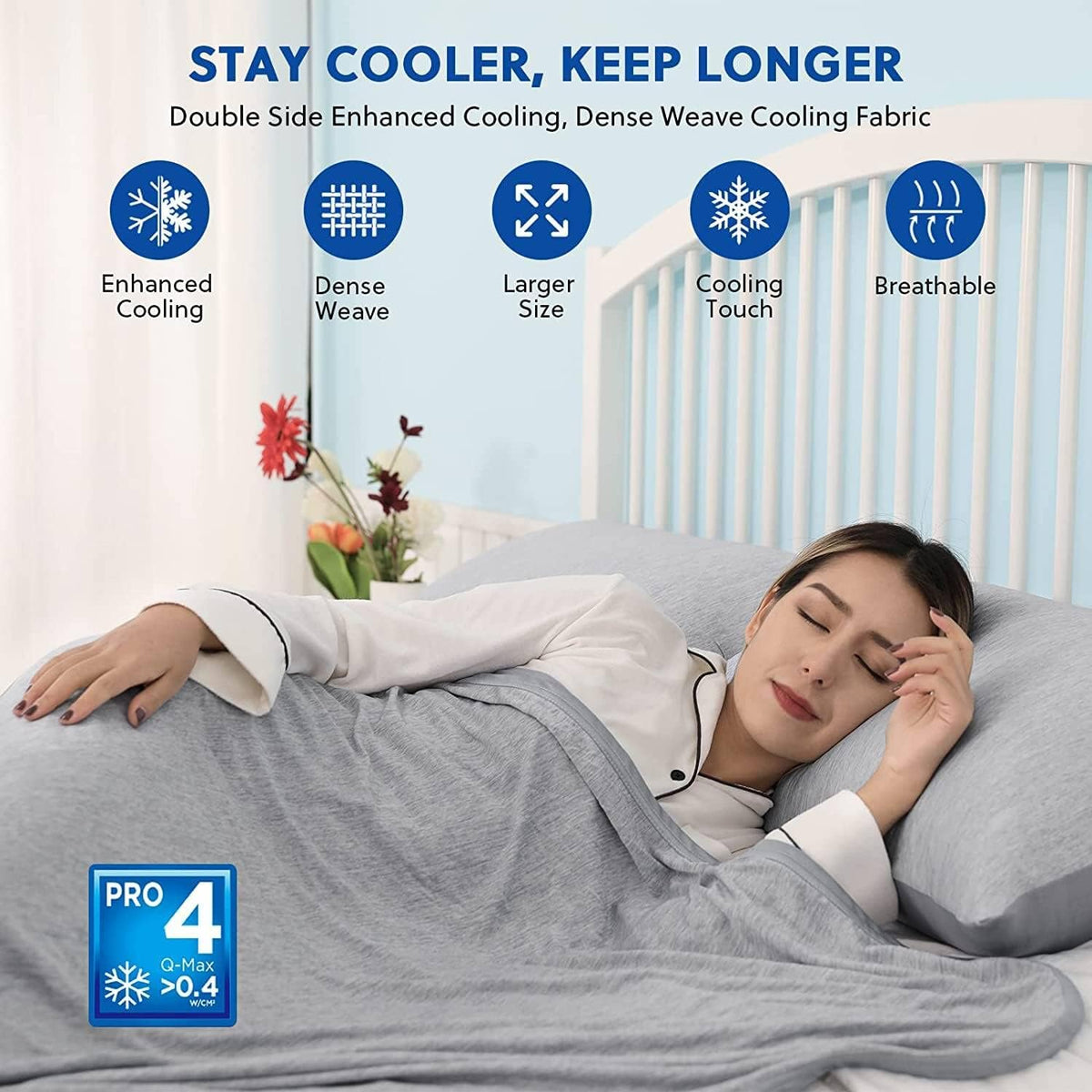 HOMFINE Cooling Blankets for Hot Sleepers - Summer Blanket Thin Lightweight Breathable Soft Double Side Enhanced Cooling for Bed Couch Sofa, Keep Cool for Night Sweats (Grey, 50 x 70 inches)