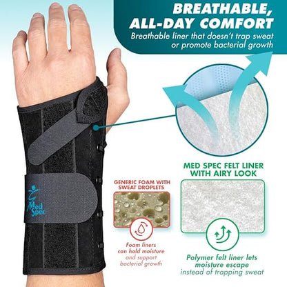 Med Spec 8" Wrist Lacer Support Brace Carpal Tunnel Left Hand XX-Small | Adjustable Lace-Up Design Delivers Breathable Secure Fit With Customizable Compression for Lasting Comfort & Support. 223929