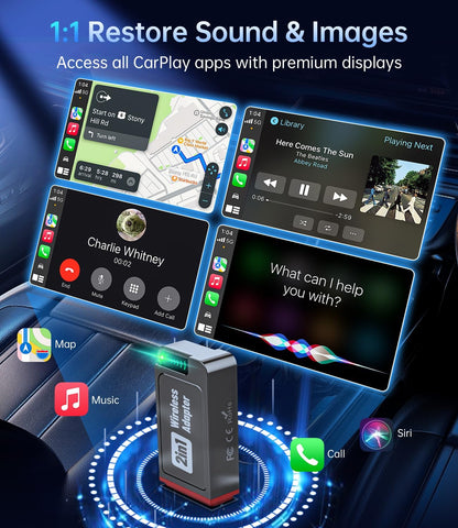 Wireless Carplay Adapter, 2025 Upgrade Mini USB Design for Car Play & Android Auto, Easy Use Fast Stable Connection for iPhone