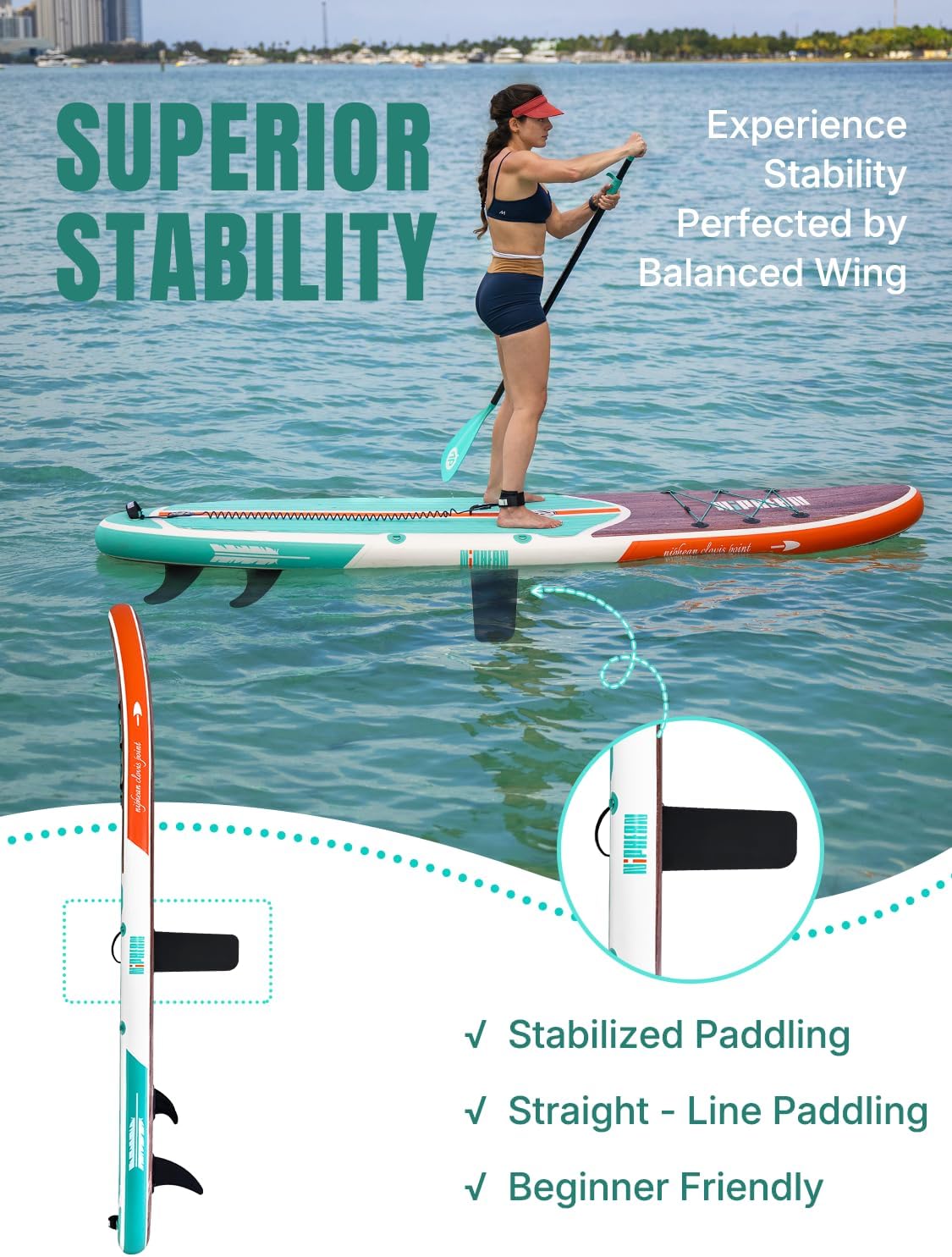 Niphean Inflatable Stand Up Paddle Board with SUP Accessories, Anti-Slip EVA Deck, 10’6’’ Inflatable Paddle Boards for Adults & Youth of All Skill Levels