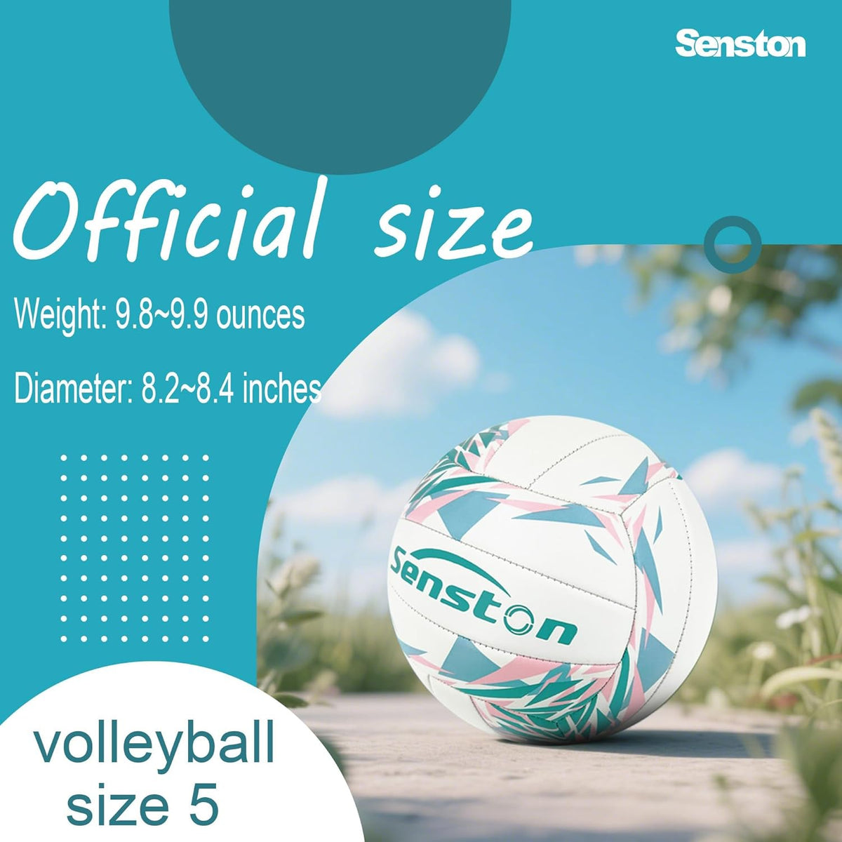 Senston Premium PVC Volleyball Size 5 – Indoor/Outdoor Volleyball, All-Weather Durable Design for Training, Practice & Beach Games (Meets Official Size Standards)