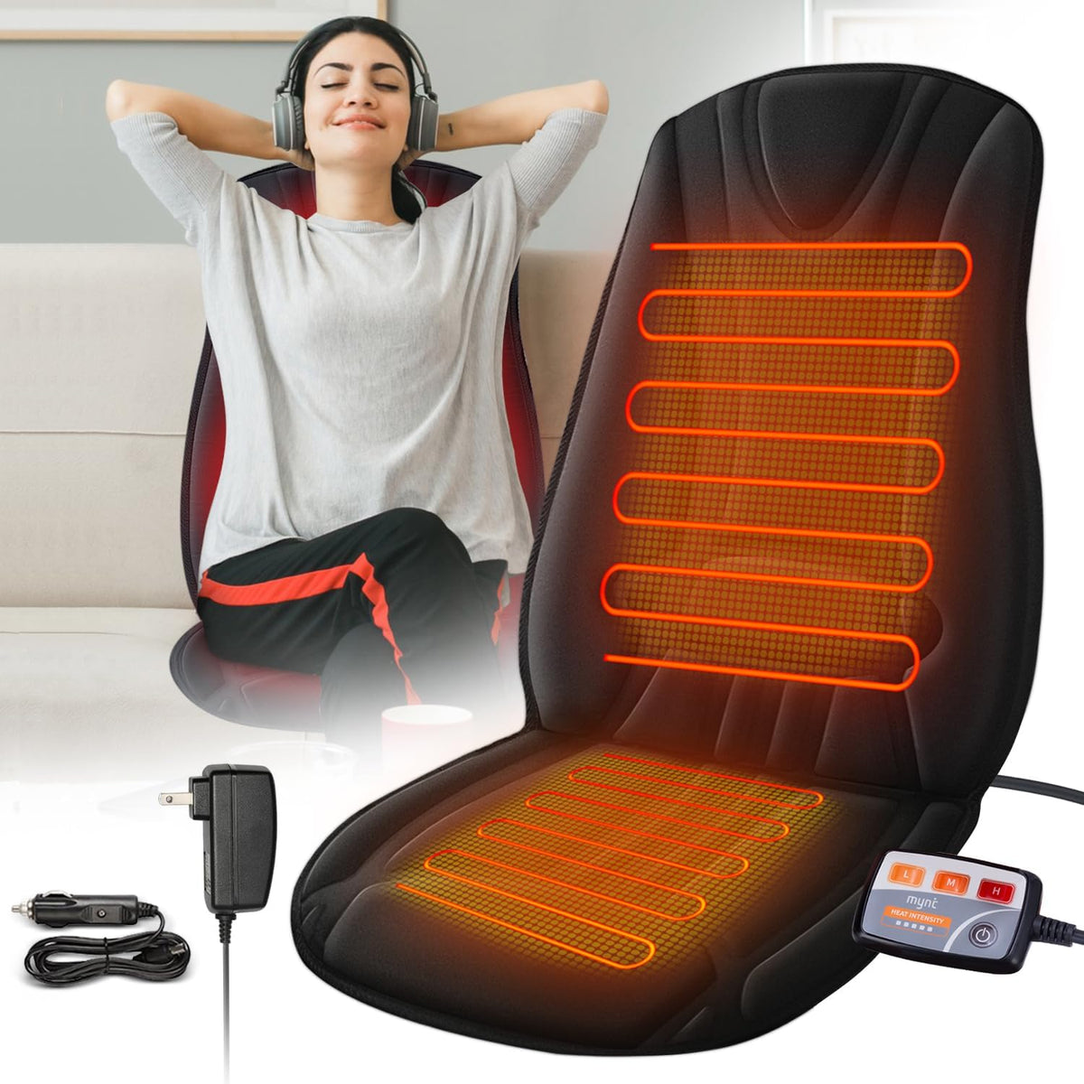 Heated Seat Cover Expanded in Heating Area Winter Seat Cushion for Home Office