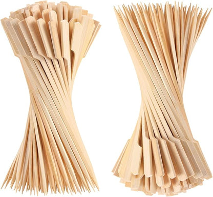 200 PCS Bamboo Skewers for Appetizers, 4.7 Inch Toothpicks, Cocktail Picks for Drinks, Fruit Kababs, Sausage, Barbecue Snacks, Natural Wooden Paddle Skewer Mini Food Sticks, Charcuterie Accessories