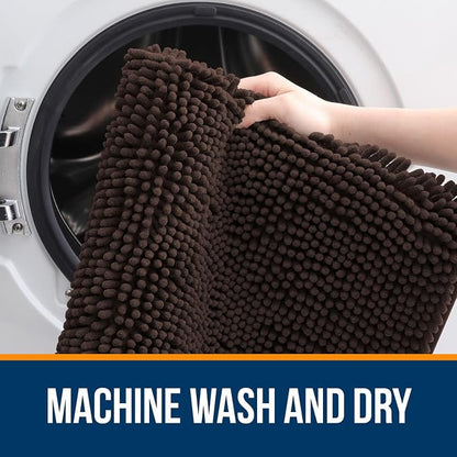 OLANLY Large Bathroom Rugs 44x32, Extra Soft Absorbent Chenille Bath Rugs, Rubber Backing Quick Dry, Machine Washable Bath Mats for Bathroom Floor, Tub and Shower, Home Decor Accessories, Brown