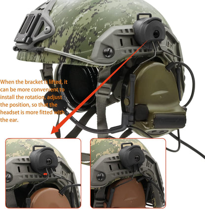 COMTA 2 Helmet-Type Tactical Headset with U94 PTT 2pin，Noise Canceling Headphones，for Airsoft Hunting Shooting