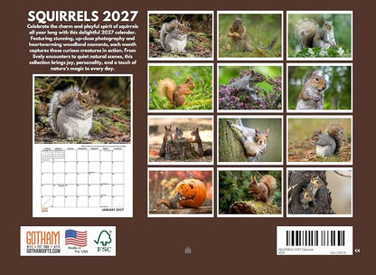 Squirrel Calendar 2027 Monthly Wall Calender 12 Month