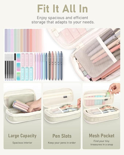 Four Candies 39 PCS Aesthetic School Supplies + 12PCS Black Ink Pens with 2 Highlighter for School