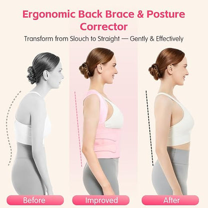 Posture Corrector for Women & Men, Adjustable Full Back Brace Support | Breathable Shoulder Straightener, Spine Support for Upper & Lower Back, Scoliosis & Hunchback Correction, Back Pain Relief