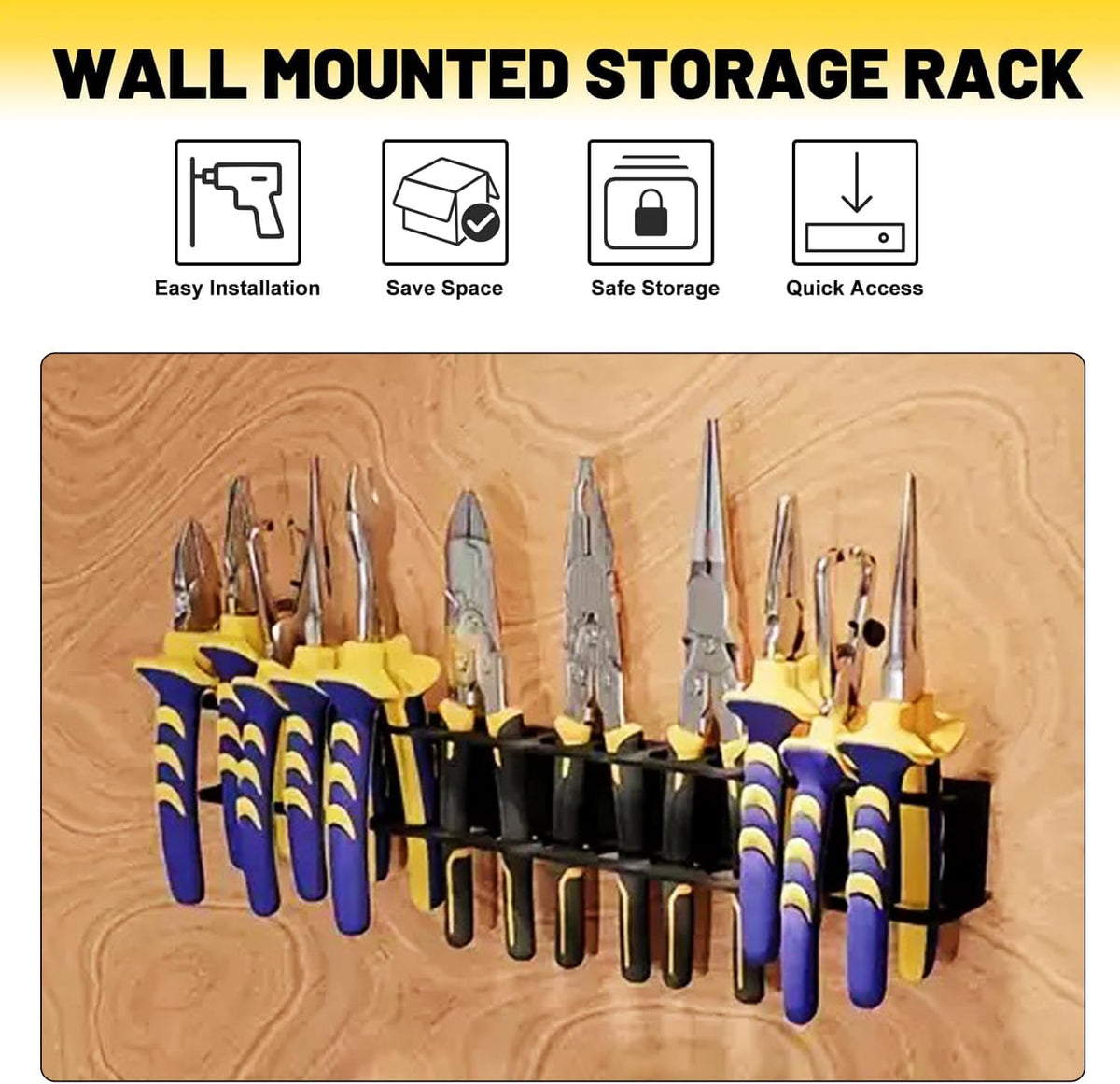 Screwdriver Plier Organizer Wall Mount Steel Wall Mount Tool Storage Rack Screwdriver Organizer Hand Tool Hammer Pliers Storage Rack For Garage Workshop Homes Workshops Sheds 1Pack