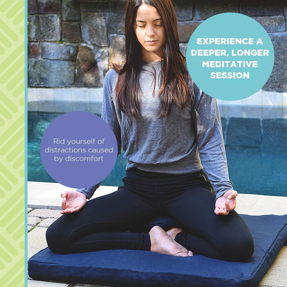 BEAN PRODUCTS MEDITATION CUSHION - Zabuton Meditation Pillows for Sitting on Floor, Yoga Cushion, Cotton Yoga Pillow, Zen Kneeling Prayer Pad- MADE IN USA - Standard 24x24x2, ROYAL BLUE