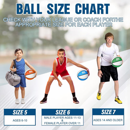 Libima 24 Pcs Rubber Basketballs Bulk with Pump Official Size Multicolor Basket Balls Youth Streetballs Set for Adult Boys Girls Gifts Indoor Outdoor Training Practice