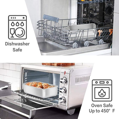 E-far Loaf Pan for Baking Bread, 9 x 5 Inch Stainless Steel Baking Loaf Pan, Metal Bakeware for Bread Meatloaf Cake Brownies, Healthy & Non Toxic, Brushed Finish & Easy Release, Oven & Dishwasher Safe