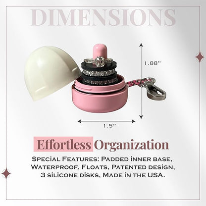 RING THING - Ring Holder Keychain, Jewelry Organizer and Storage, Portable Waterproof Ring Holder, Pill Box Keychain Container, Gym Accessory, and Travel Ring Case (Pink Confetti)