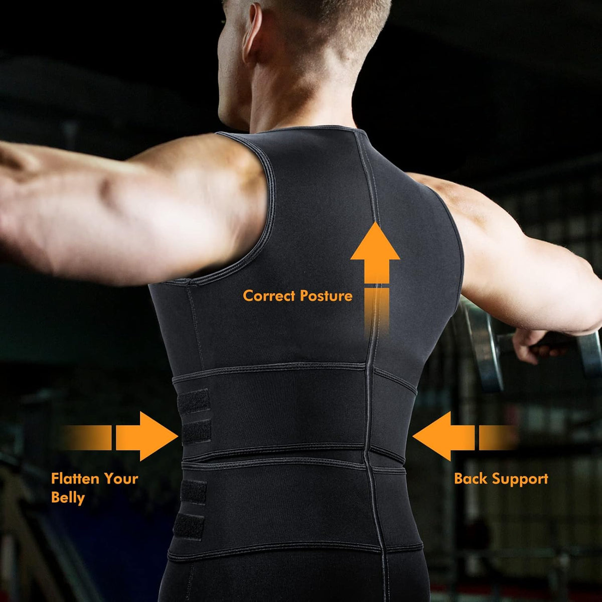 Sauna Vest Waist Trainer for Men - Mens Sauna Suit Double Sweat Belt Body Shaper for Gym Workout Exercise