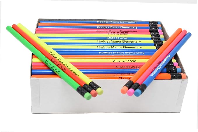 Pencil Guy Promotional Personalized Green Neon Round Pencils