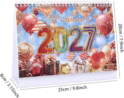 icceemee 2027 Calendar Desk Calendar DIY Diamond Painting Art with Animals theme Calendar, Monthly Flip Planner with To-Do List, Handmade Craft for Office & Home Decor Gift