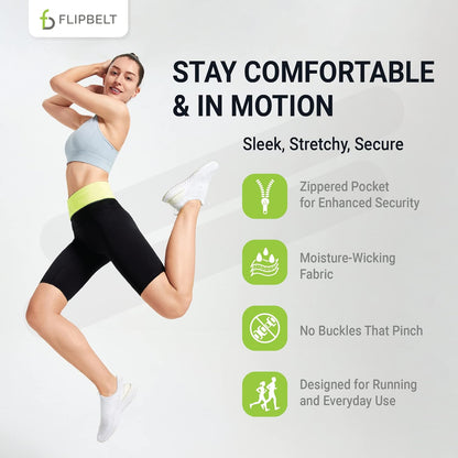 FlipBelt Zipper Running Belt, Waist Pack for Fitness and Running, US Company